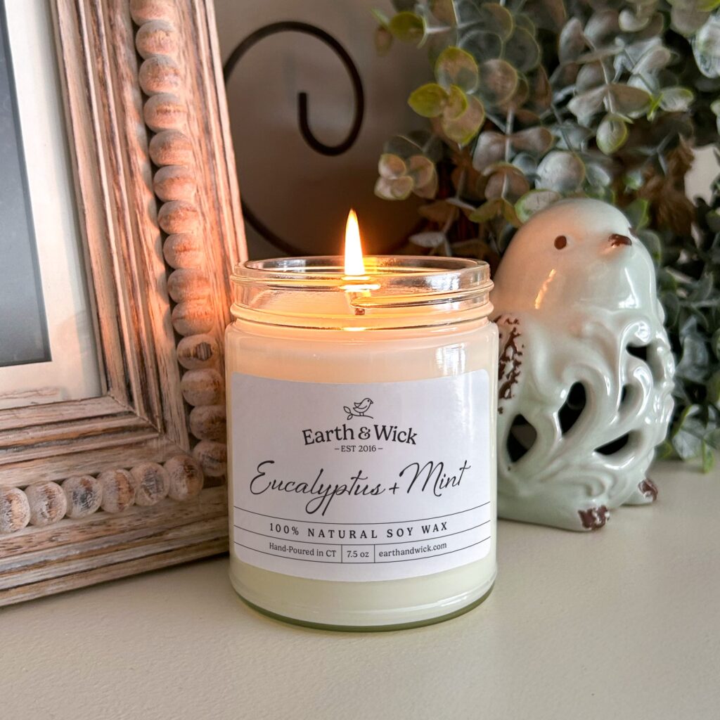 Eucalyptus and Mint 100% soy wax candle | Hand-poured in Trumbull, CT